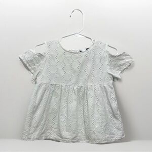 NAUTICA Girls Eyelet Cotton White Cold Shoulder Short Sleeve Blouse Size 2T